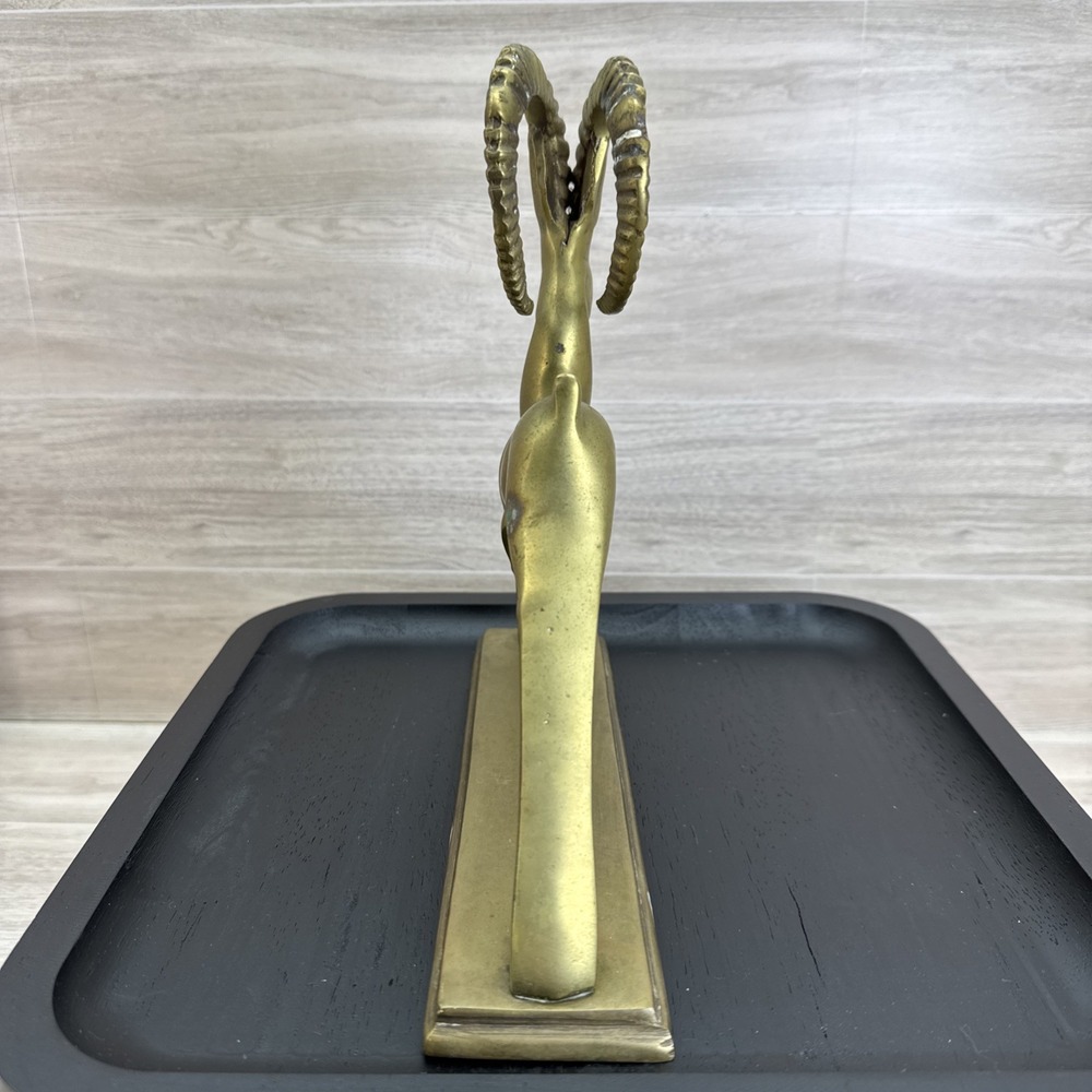 Vintage Art Deco Solid Brass Gazelle/Ram MCM Figurine Statue 9.25"x 9"x 2.25" - Picture 5 of 13